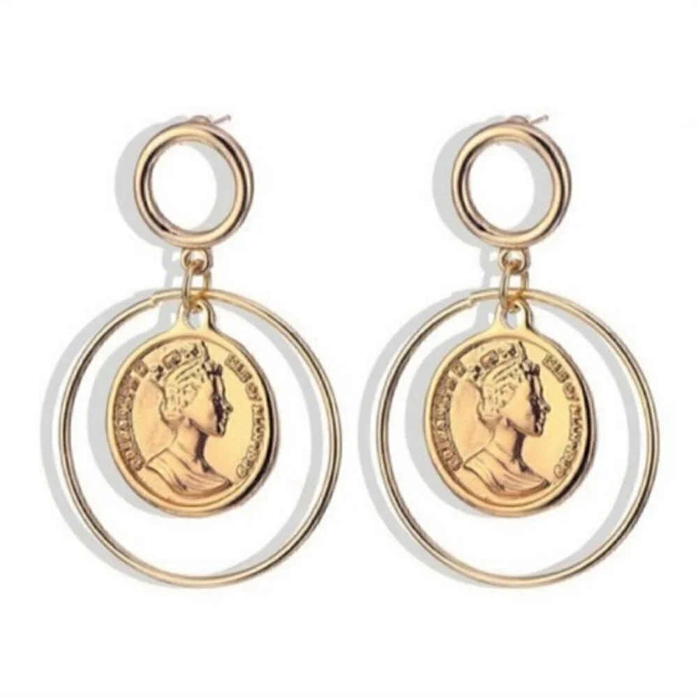 Vintage style Coins Pendant Drop Earrings jewelry